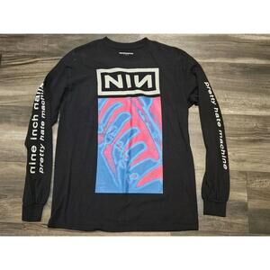 Nine Inch Nails T-Shirt NIN Pretty Hate Machine Neon Medium Black Long Sleeve